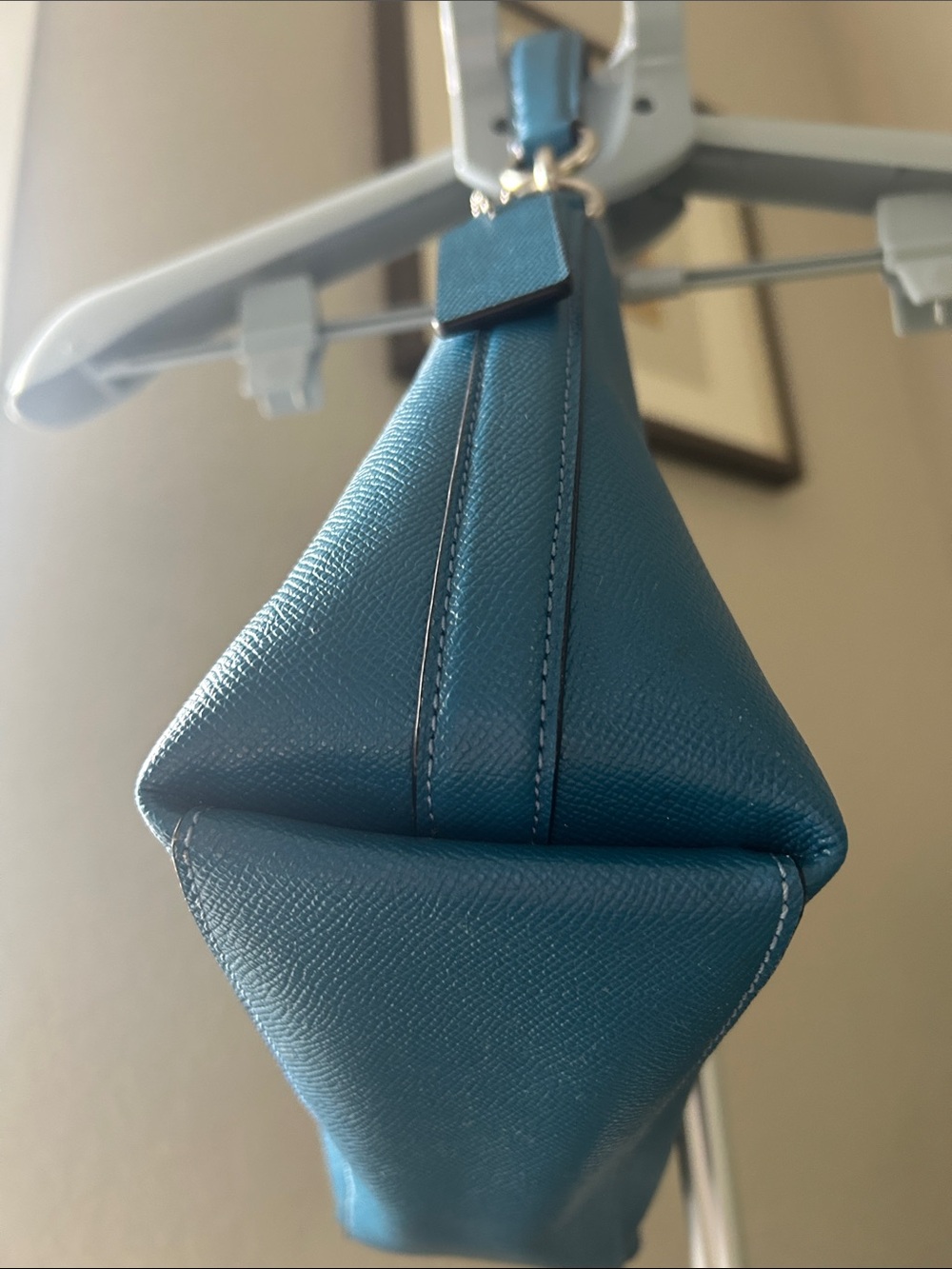 Coach Teal Pebbled Leather Shoulder Bag with Silver Hardware - Picture 5 of 12